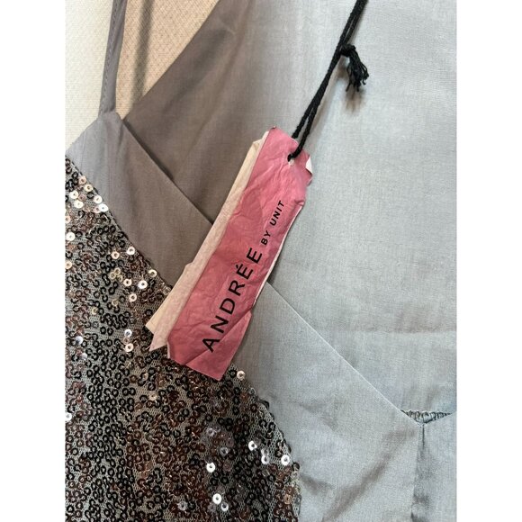 Andree By Unit Women's Halter Sequins Tank Top Size 3X Gray Sleeveless Stretch - Picture 6 of 12